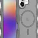 Cute Wave Design Case for iPhone 17, MagSafe Compatible, 16FT Military Protection, Translucent Matte TPU Shockproof Cover,Gray