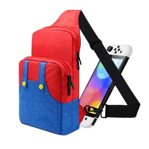 Vadaxx Cute Travel Bag for Nintendo Switch/2/Lite/OLED, Small Sling Portable Waterproof Backpack Carrying Crossbody Shoulder Chest Gaming Bag Case for NS SD Console Dock Joy-Cons Accessories Storage (Red-Upgraded)