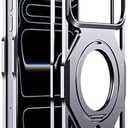 HUHUCASE Magnetic Holder Metal Phone Case for iPhone 13 14 15 16 17 Pro Max Plus Hollow Luxury Aluminum Alloy Phone Protective Case (Gray,iphone16promax)