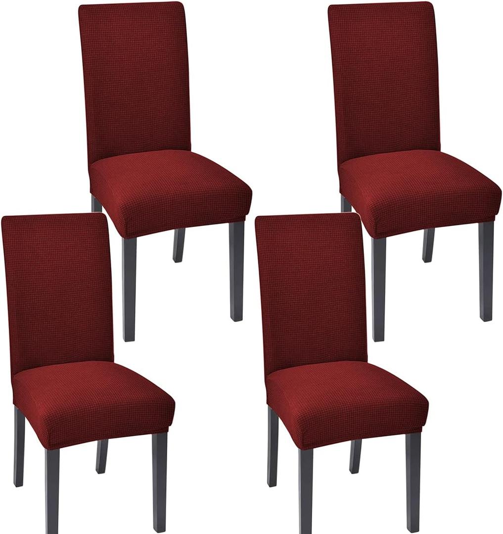 Chair Covers for Dining Room Set of 4 Kitchen Chair Seat Covers, Dining Room Chair Covers Chair Slipcover Parsons Chair Covers, Burgundy Red