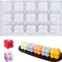 SILICANDO Bubble Candle Silicone Mold, 15 in1 Handmade Soy Wax Mold, 3D Mini Bubble Cube Ball Resin Candle Mold, Mousse Cake Mold for Soap, Pudding, Cake