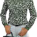 BLENCOT Long Sleeve Tops for Women Crewneck Leopard Print Casual Blouse Trendy Fall Sweatshirt Graphic Tunic Winter Clothing