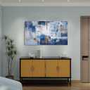 KLAKLA Blue Wall Decor - Abstract Canvas Wall Art for Living Room - Artistic Elegance Unveiled in a Beautiful Wooden Frame & Blue and White Pictures for Office Bedroom Wall Decoration Blue-White-Gray, 40"L x 20"W