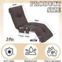 2 Pcs Outdoor Chaise Lounge Cushions with 3 Side Pocket 76x22x6 Inch Waterproof Long Deck Reclining Chair Cushions Fade Resistant Replacement Cushion for Furniture Lawn Pool (Brown,Solid Color)