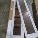 FREDBECK Preassembled Bifold Barn Door 28x84 (Double 14x84) with 1 Lites Mirror, Bi-fold Closet Doors Hardware Kit Included, 34" Track for 2 Doors, PVC, White, for Living Room, Bathrooms, Kitchen