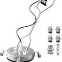 JANZ 24'' Pressure Washer Surface Cleaner with 4 Wheels,Dual Handle,Stainless Steel Housing, 4 Replacement Nozzle Cores and 2 Hose Adapters,Ideal for Driveways, Sidewalks,Patios,Decks Cleaning