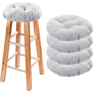 Bar Stool Covers Set of 4, Stool Covers Round with Elastic Band Pad, Soft Stool Seat Covers, Nonslip and Washable, 12 Inch, Grey