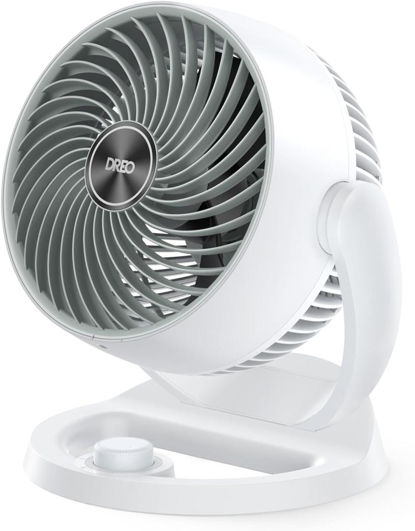 DREO Fan for Bedroom, 12 Inches, 70ft Powerful Airflow, 25db Quiet Table Air Circulator Fans for Dorm Room, 120 Adjustable Tilt, 3 Speeds, Desktop Fan for Home, Office, Kitchen, Small Oversize