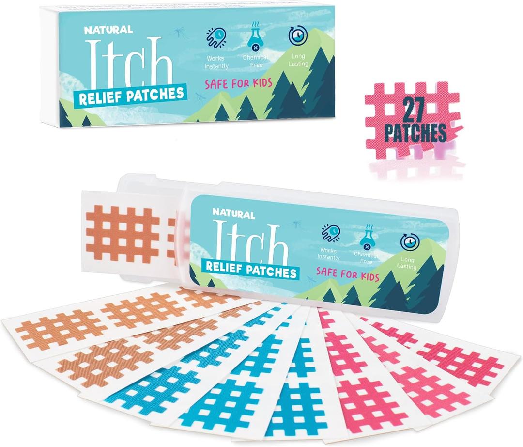 7 x Bite Itch Relief Patches 27 pcs for Kids & Adults, Instantly Reduce Swelling Itching, Natural Anti Itch Patches Kid-Friendly for Travel, Hiking, Summer Camp Essentials (Multi)