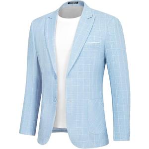 Men's Casual Suit Blazer Slim Fit Sport Jackets for Men Two Button Business Wedding Party Banquet (Medium, Light Blue)
