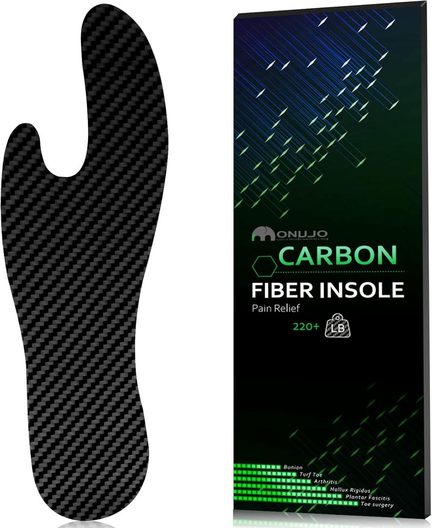 Carbon Fiber Insole (1 PC),Morton's Extension Orthotic,Turf Toe Relief Insole, Foot Fractures, Hallux Rigidus and Limitus, Shoe Inserts for Women Men - Alternative to Post Op Shoe 245mm 1 Piece Black