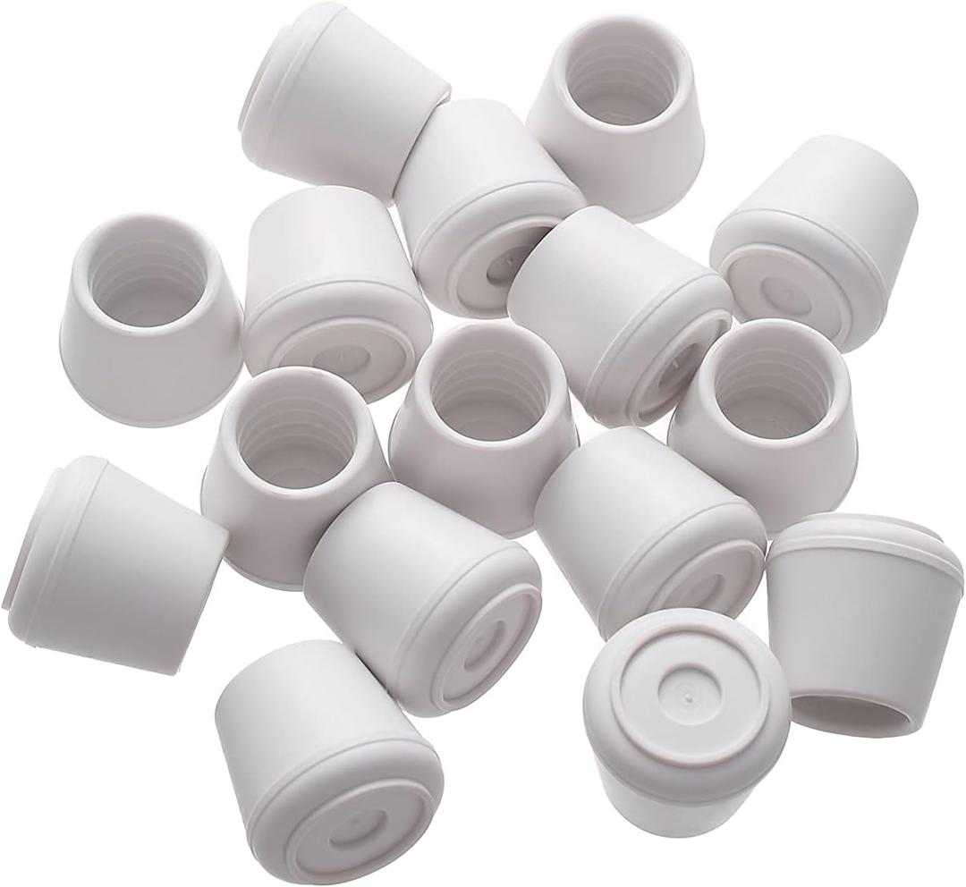 Furnigear Chair Leg Tips Caps Non-Slip Rubber Leg Tips 7/8 Inner Diameter Chair Leg Floor Protectors Round White, 16 Pack