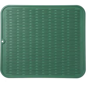 MicoYang Silicone Dish Drying Mat for Multiple Usage,Easy clean,Eco-friendly,Heat-resistant Silicone Mat for Kitchen Counter or Sink,Refrigerator or Drawer Liner Green XL 18 inches x 16 inches