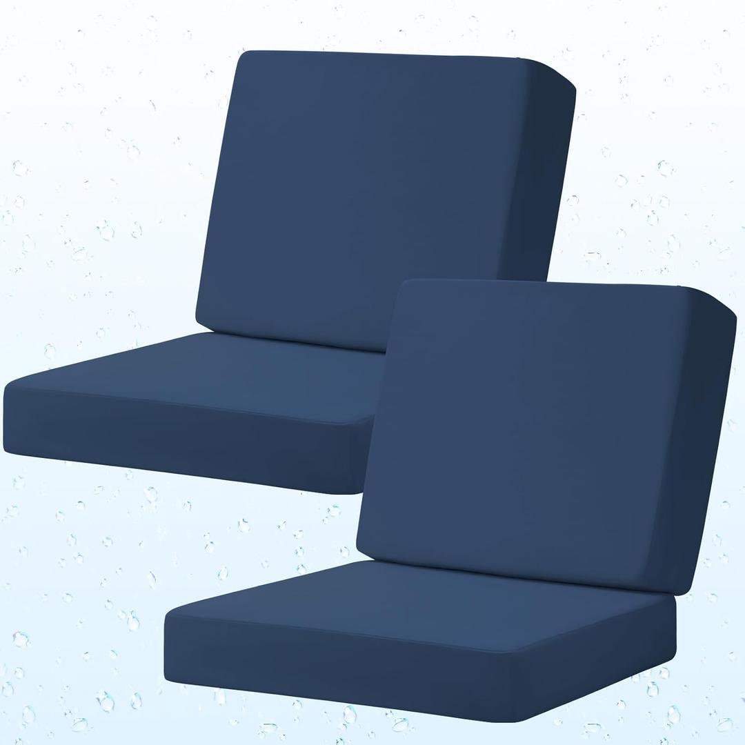 Deep Seat Patio Cushions Outdoor Set of 2, 24x24 inch, Navy Blue