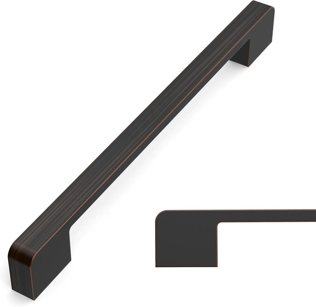 Amerdeco 10 Pack Oil Rubbed Bronze Cabinet Pulls 10 Inch(256mm) Hole Center Cabinet Hardware Kitchen Cabinet Handles for Bathroom Drawer Pulls Dresser Pulls ZH0062