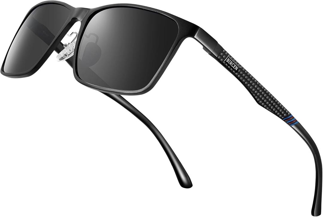 BIRCEN Polarized Mens Sunglasses for Driving: UV Protection Al-Mg Metal Sunglasses Lightweight Shades for Fishing Travel Golf