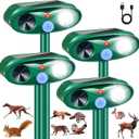 2026 Sonic Fortress Pro Deer Repellent Cat Deterrent Outdoor Solar Ultrasonic Animal Repellent with Motion Sensor Strobe Light for Skunk Rabbit Dog Raccoon Squirrel Fortress Pro for Yard Garden,4 Pack (Green)