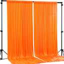Orange Backdrop Curtain 2 Panels-Wrinkle-Free Champagne Curtains Polyester Photography Drapes for Baby Shower Birthday Party Photo Background Backdrop Stand- 8 X10FT (Orange)