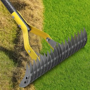 Heavy Duty Thatch Rake for Lawns -15" Dual-Action Dethatcher Thatching Rake with Sharp Blade for Dead Grass Removal, Soil Loosening, Lawn Dethatching,70" Manual Thatcher for Yard, Garden, Lawn