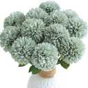 Floroom 12pcs Sage Green Faux Silk Mums Artificial Flowers Bulk Fake Chrysanthemums with Stems for DIY Wedding Table Centerpieces Floral Arrangements Vase Fillers Home Decorations