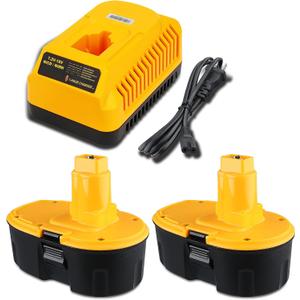 2Pack 4.8Ah DC9096 Replacement for Dewalt 18 Volts NI-MH Battery DC9098 DC9096 DC9091 DE9057 DW9116 with DC9310 Fast Charger Replacement for DEWALT 7.2V-18V Battery Charger