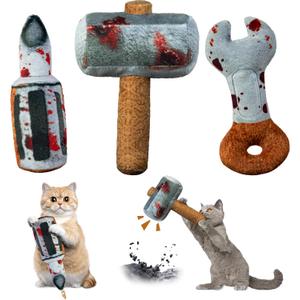2 x Cat Toys Funny Tools 3 Pcs, Horror Adult Cat Enrichment Catnip Toys with Crinkle Sound, Realistic Design Gifts for Bored Indoor Exercise, Halloween, Photo Moments (6.57")