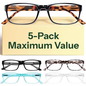 Gaoye Professional Reading Glasses for All Day - Computer Readers with Blue Light Protection - Value Pack +1.25