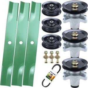 50 Inch Deck Rebuild Kit for Toro SS5000 MX5060 Includes 3 Pack 139-3214 Spindle Assembly with 125-5575 Pulley 115-5059-03 Blades 132-9420 Idler Pulley 119-8820 Belt Replaces 121-0751 117-7439