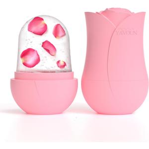 Silicone Ice Mold Facial Rollers, Care Tools Massager for Face, Eyes, Neck, Relieve Fine Lines and Wrinkles, Beauty Ice Roller Skin Care Tools Gifts for women Gift (4.06"H, Pink)