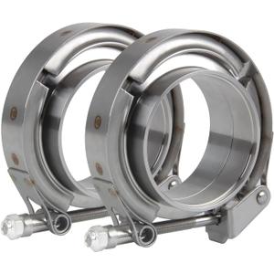 2.5 inch Quick Release V Band Clamp with Male Female Flanges 304 Stainless Steel, 2pcs 2.5