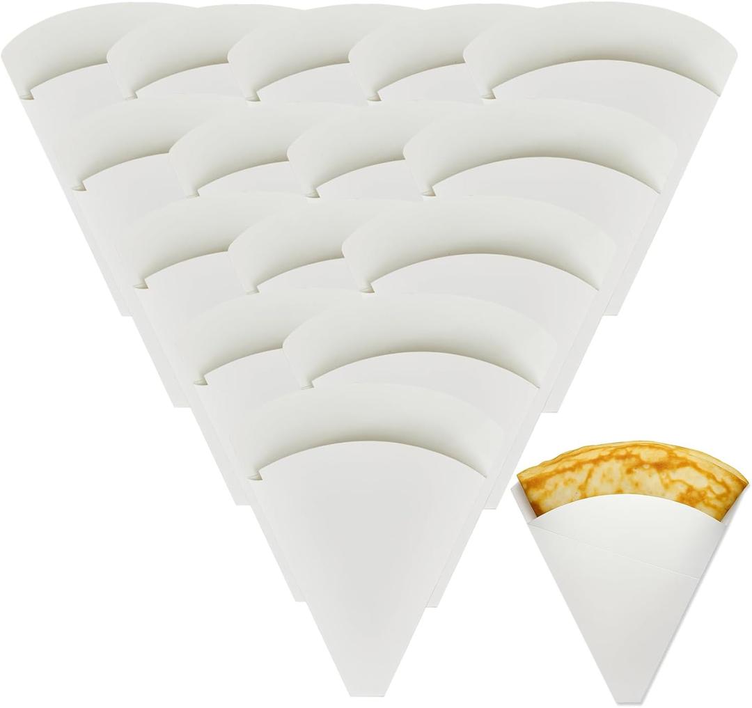 Threehoney 100 Pcs 7 x 8 Inches Large Perforated French Crepe Packaging Box-heavy Duty, Food Safe, Disposable French Crepe Wrapping Paper for Takeout Food Packaging(White)