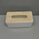 Wood Tissue Box Cover Gloves Box Holder Wooden Rectangular Tissue Box Holder for Storage on Bathroom Vanity, Countertop, Bedroom Dresser (Large(10.2 x 5.1 x 4.5)) (White)