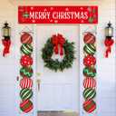 Buryeah 3 Pcs Christmas Decoration Outdoor Christmas Porch Sign for Front Yard Hanging Banner Ball Shaped for Xmas Supplies Indoor Outdoor Xmas Decor, 12 x 71 Inch(Red Green)