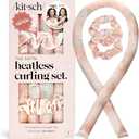 Kitsch Satin Heatless Curling Set – Heatless Hair Curler for Women, Hair Curler to Sleep In - with 2 Satin Scrunchies for Overnight Curls – No Heat Damage Styling with Heatless Curler - Sunset Tie Dye
