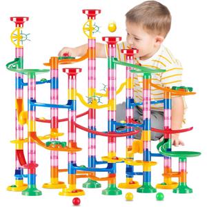 Marble Run for Kids - 133 PCS Construction Building Blocks Toys with Plastic Marbles, Maze Marble Track STEM Educational Toy, Birthday Gifts for Boys and Girls