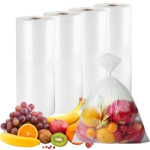 12" x 20" Clear Plastic Produce Bag on a Roll, Food Storage Bags for Vegetables, Bread, Fruits and Meat, Easy To Tear, Continuous Roll- 350 Bags/Roll - [4 Rolls]