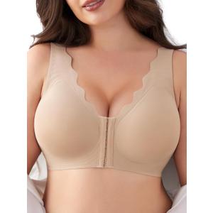 Slimers Front Closure Bras for Women: Post Surgery Front Hook Everyday | Full Coverage Wireless Design: Moisture Wicking Comfort Supportive Convenient Bralettes (M)