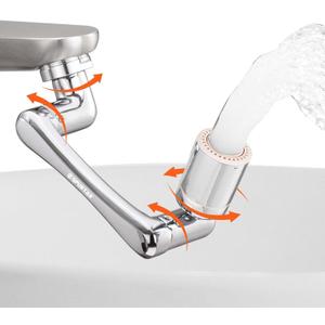 Spurtar 1440° Sink Faucet Aerator Extension Swivel Faucet Extender for Toddlers, 2 Sprayer Modes Rotatable Bathroom Kitchen Head Replacement Tap Attachment with Filter for G 1/ 2", 55/ 64", 15/ 16"