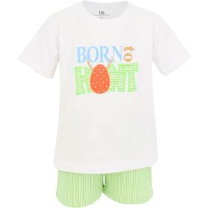 Unique Baby Boys 2pc Shorts Set Outfit Short Sleeve Shirt with Embroidery Design and Shorts, Size: 12 Years