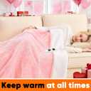 Greenoak Heated Blanket Electric Full 72"X84", Heating Blanket with 10 Heat Levels 1/2/4/6/8 Hours Auto-Off, Soft Flannel Sherpa Warm Heater Christmas Blanket,Light Pink
