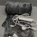 Electric Blanket Heated Throw, Soft Flannel 50"x60" Heating Blanket with 8 Hours Auto Off 10 Fast Heating Levels Machine Washable Sherpa Heated Blanket with Overheating Protection (Light Gray)