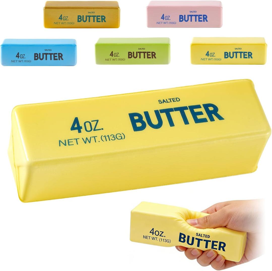 Butter Squishy, Soft Slow Rising Squeeze Toys, Butter Stick Squishy Fidget Toys and Stress Balls Squishies for Office Desk Toys, Party Favors & Birthday Gifts(Yellow)