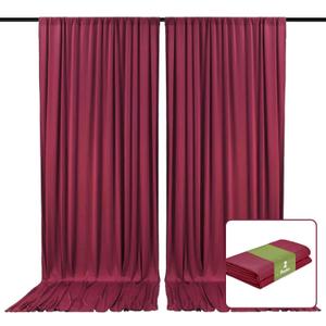 2 Panels Burgundy Backdrop Curtain, 10 x 10 Feet Satin Background Curtains for Parties, Weddings, Baby Showers, Halloween, Christmas Birthday Party Photoshoot Backdrop Curtains Decorations