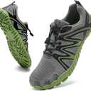 WateLves Barefoot Water Shoes Women Men Breathable Wide Width Toe Box Beach Walking Shoes Comfortable Slip On Minimalist Sneakers for Travel Hiking (10 Women/8.5 Men, A-grey/Green)