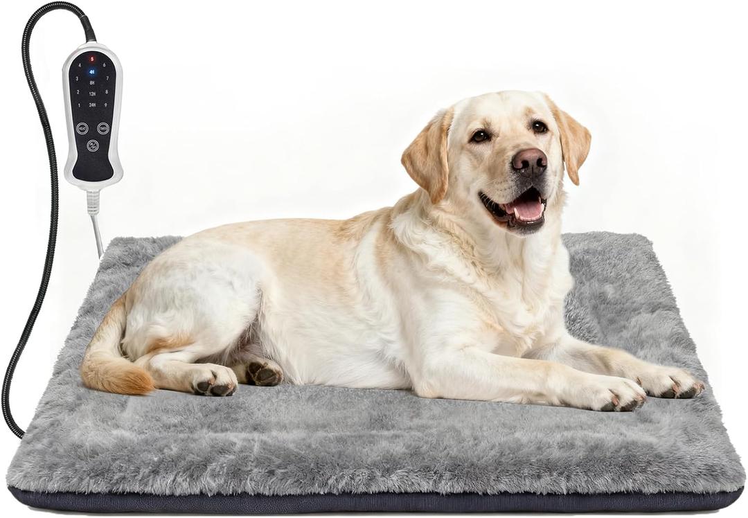 Bestio Heated Dog Bed 3220x2 in,MET&UL Dual Certified Heated Cat Beds for Indoor Cats and Small Dogs, Heated Pet Bed with Timer & Temp Adjustable, Removable Waterproof Electric Warming Bed