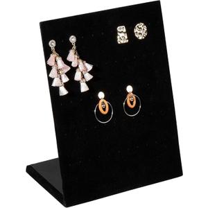 Jewelry Organizer Stand - Black Velvet L-Shape, 9.9 x 7.9 x 4 in - 60 Pre-Punched Holes Earring Display & Jewelry Storage Organizer - Tabletop Rack for Stud & Dangle Earrings