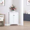 Spirich Floor Corner Cabinet with Doors and Shelves, Freestanding Bathroom Corner Storage Cabinet for Bathroom, Living Room, White, Small