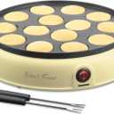 Baker's Friend Mini Pancakes Maker Machine, Dutch Mini Pancake Griddle, 14 Holes Electric Poffertjes Pan, Ideal for Breakfast, Snacks, Desserts & More, Yellow