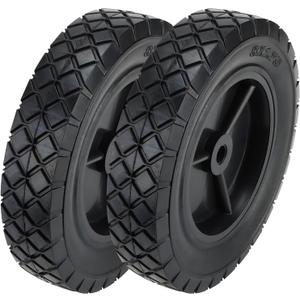 MOUYAT 2 Pack 8 x 1.75 Inch Solid Hand Truck Wheel, 1/2 Inch Axle Heavy Duty Universal Lawn Mower Wheels, Replacement Tires For Hand Truck, Grill, Dolly