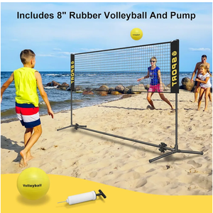 10 FT Mini Portable Tennis Net Equipment Set with Rubber Volleyball,Pump and Potable Carry Bag.Adjustable Height 2.7FT-5.1FT for Badminton Net, Volleyball Net,Soccer Net,Pickleball Net
